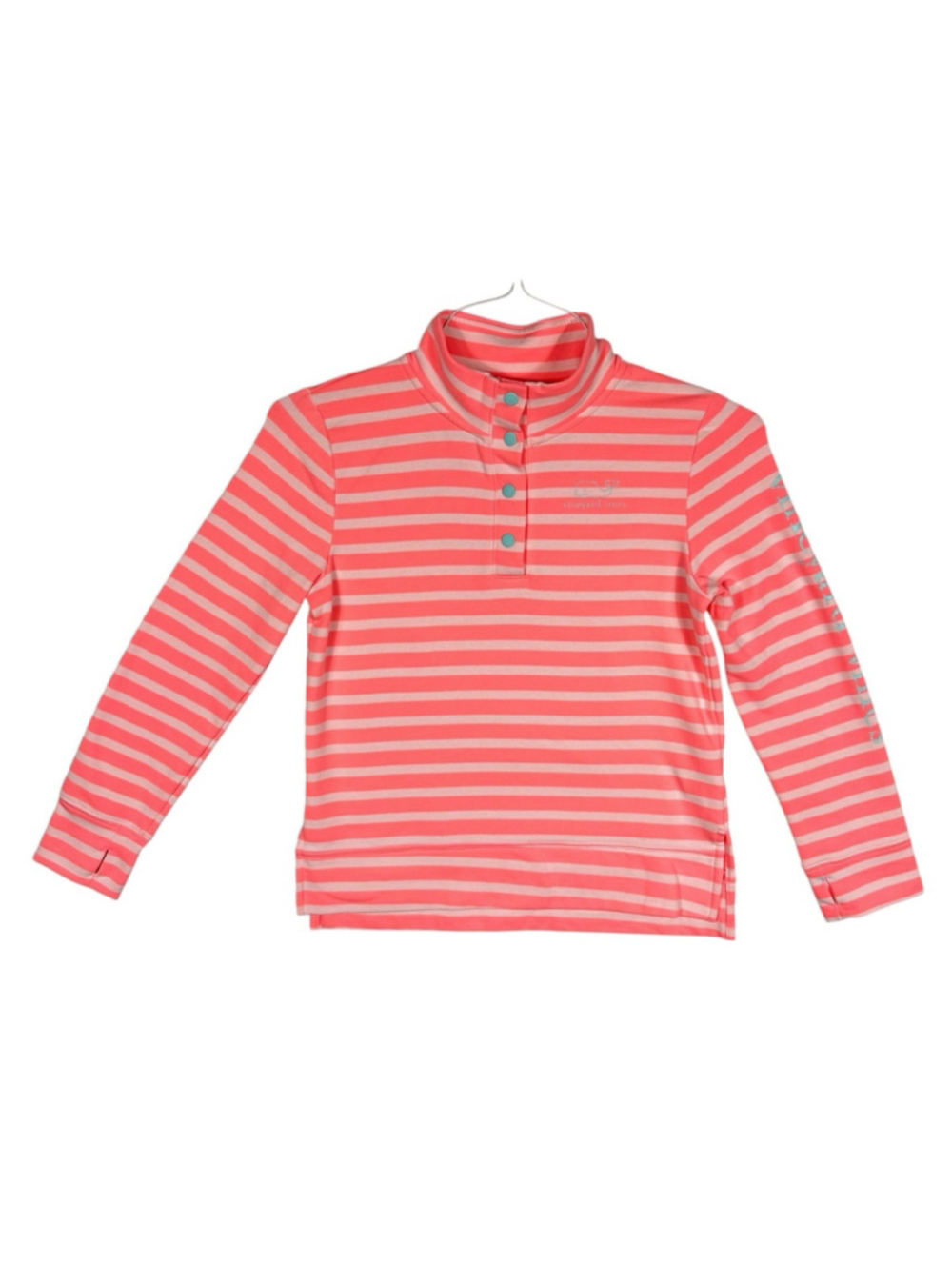 Vineyard Vines Sandpiper Sweatshirt Pink Stripes Quarter Snap Girls M(10/12)